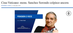 RADIO ROMA LIBERA. CINA VATICANO, SORONDO COLPISCE ANCORA... RRL 191211 250x115