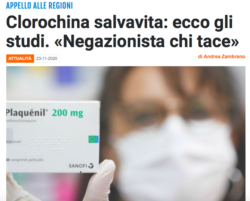 La Bussola: Clorochina Salvavita. Ecco gli Studi. Negazionista Chi Tace. Schermata 2020 11 23 Alle 15.16.26 250x201