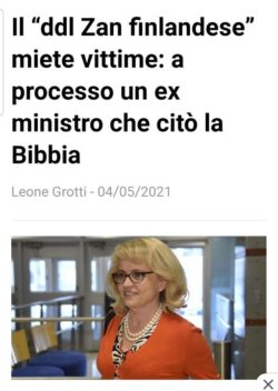 La Follia Incombente se il DDL liberticida Zan Dovesse essere Approvato. Ddl Finlandia 250x352