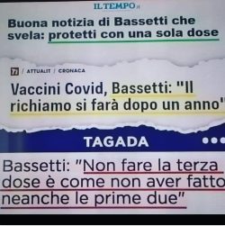 Bestiario Guerra-Vaccinista. Oltre la Realtà, al di là di ogni Vergogna. Covid Bassetti Una Due Tre 250x251