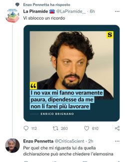 Bestiario Guerra-Vaccinista. Oltre la Realtà, al di là di ogni Vergogna. Covid Brignano No Vax 250x323