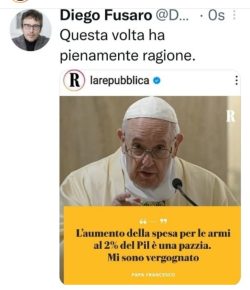 Bestiario Guerra-Vaccinista. Oltre la Realtà, al di là di ogni Vergogna. Ucraina Papa Vergogna Fusaro 250x290