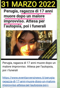 Il Bestiario del Malore Improvviso. E dell'Incredibile Pesantezza dell'Idiozia. Covid Ragazza 17 Anni Perugia Malore 250x366