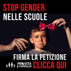 Stop alla Propaganda Gender e LGBT nelle Scuole il 17 Maggio. Petizione, da Firmare. Gender Scuole Pro Vita 250x250