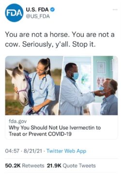 USA, Europa. È Iniziata l'Operazione di Cover-Up degli Effetti Avversi? FDA IvermectinPost 250x358