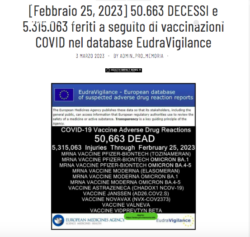 EUDRA Vigilance. Oltre 50mila Morti e 5milioni 300mila Feriti di Siero. Schermata 2023 03 03 Alle 15.09.39 250x237