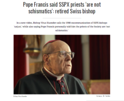 La FSSPX non è Scismatica. Parola di Papa, a un Vescovo... Huonder 250x204