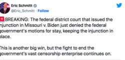 Giudice Federale USA: il governo ha censurato, impedito la libertà di parola. Schermata 2023 07 12 Alle 07.41.13 250x121
