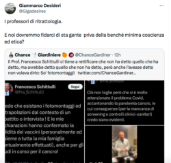 Tumori. Aumentati, Molto, dopo il Siero. Paura di Dirlo. Medici senza Coscienza. Ritrattologia Schittulli 250x239