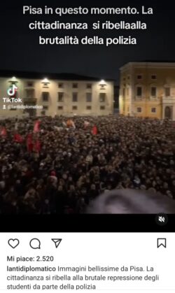La Vergogna delle Botte di Polizia contro gli Studenti a Pisa. Violenza Euro-Atlantista. Pisa Dopo Botte 250x419