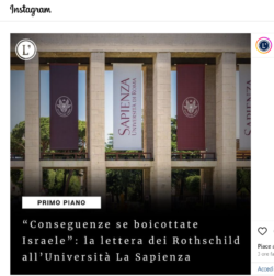 "Conseguenze se Boicottate Israele". Lettera dei Rotschild all'Università La Sapienza. Che Infatti... Rotschild Sapienza Israele 250x251