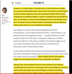 Gli Orrori Reali, la Propaganda e il suo Uso per il 7 Ottobre e dopo. L'Antidiplomatico, Il Fatto Quotidiano. Haaretz Stupri 7 Ottobre 250x256