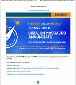 Eventi e Incontri. Siria, Massacro Annunciato; Nomofobia; Nemici della Filosofia Cristiana; 40 Days for Life; Libano. Bussola Siria 250x278