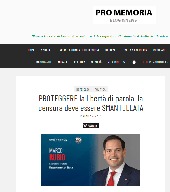 Rubio Censura Pro Memoria