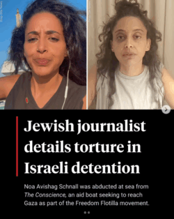 Torture di Isra&le a Greta Thunberg, a una Giornalista Ebrea. Barghouti Picchiato fino allo Svenimento Giornalista Ebrea Torturata Gaza 250x314
