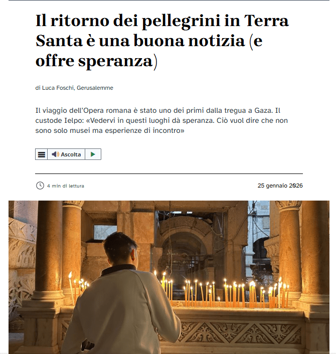 terrasanta, pellegrini, avvenire