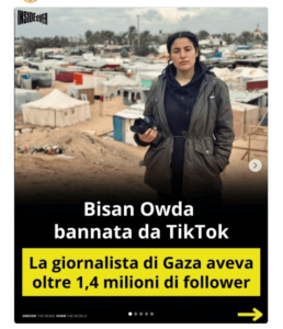 tik tok giornalista palestinese bannata