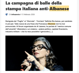 Le False Accuse dei Governi dei Finanzieri a Francesca Albanese. Lo Scandalo dell'Italica Stampa. albanese balle
