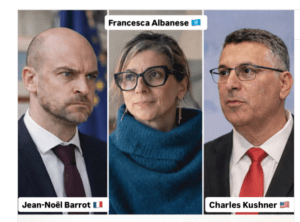 Le False Accuse dei Governi dei Finanzieri a Francesca Albanese. Lo Scandalo dell'Italica Stampa. barrot albanese