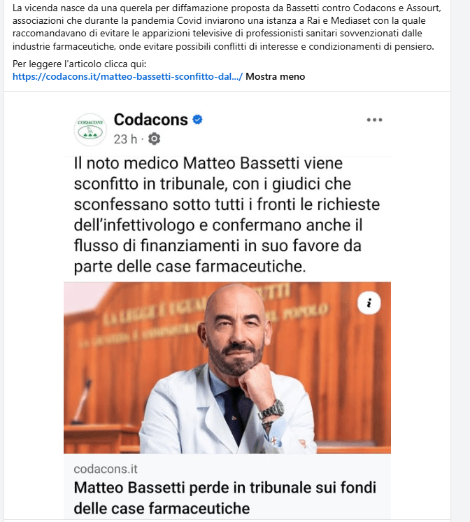 bassetti codacons